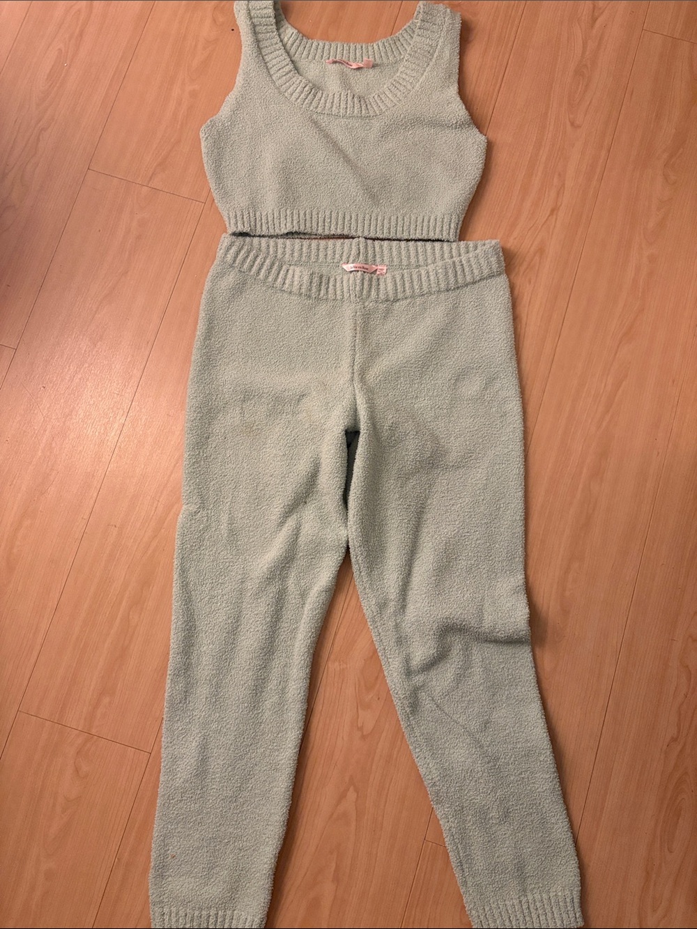 La Vie En Rose Cozy Knit Lounge Set - Sage Green (Top & Bottom)